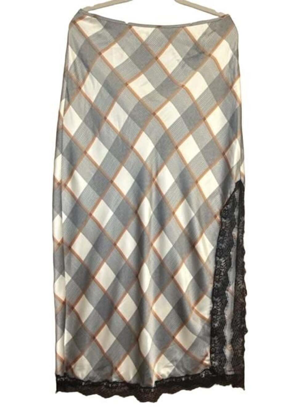 Whimsigoth Forever 21+ Plaid Satin Midi Skirt Size 0X